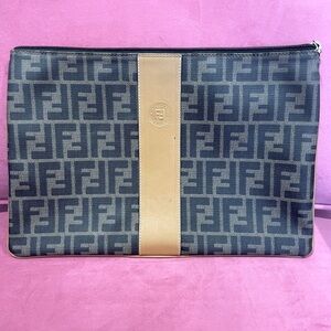 Fendi Logo Flat Baguette Pouch